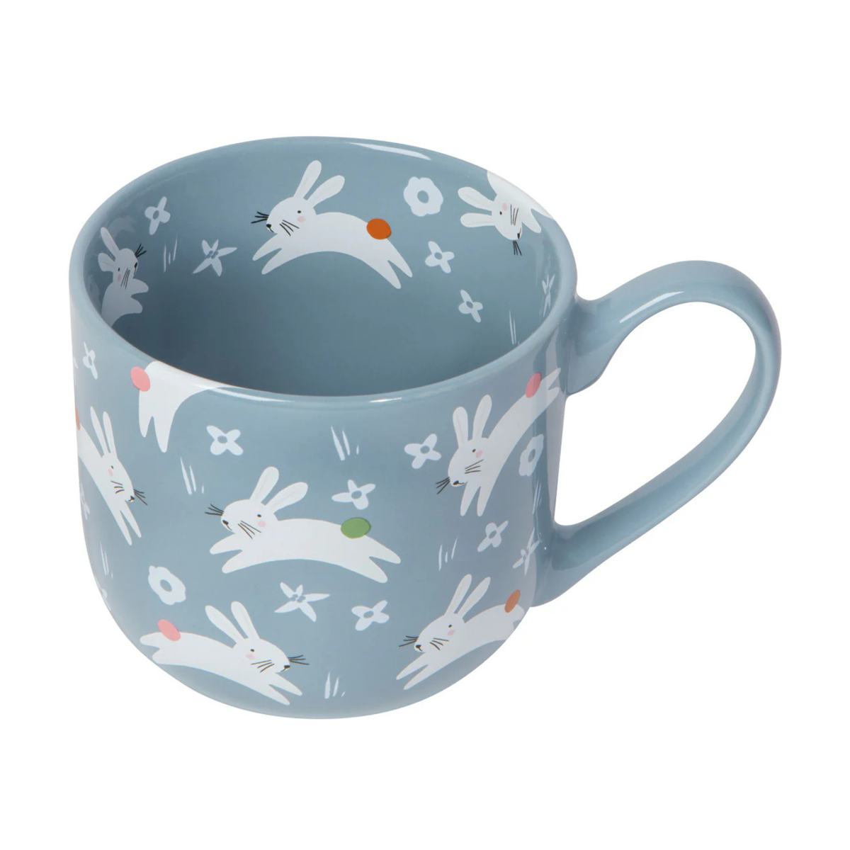 Tasse en grès bleue avec lapins sautants 502 ml - Danica Danica