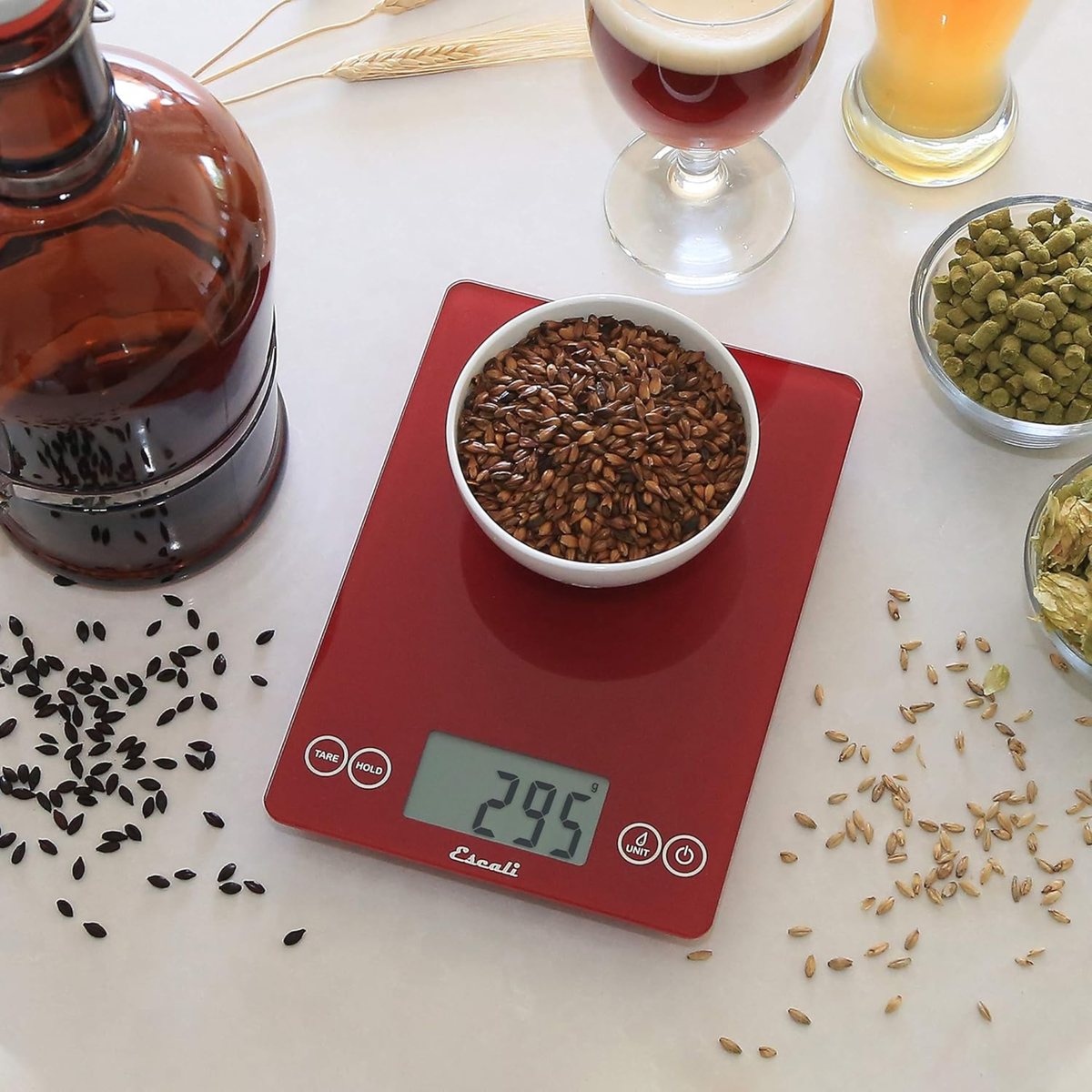 Balance de cuisine numérique en verre Arti rouge 15 lb – Escali 