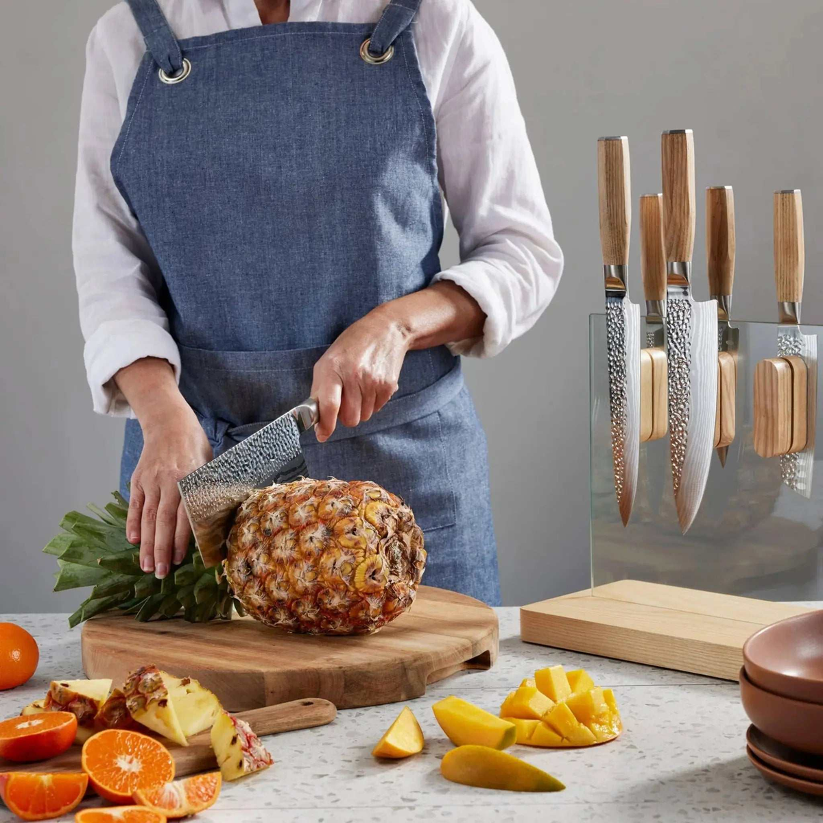 Bloc de couteaux Hikari Damashiro EMPEROR® en frêne 7 pièces - Cuisine::pro® Cuisine::pro®