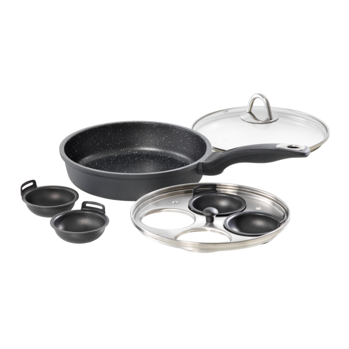 Poêle à frire 8" et pocheuse à quatre œufs avec couvercle 1.4 L GRANITE - Cuisine::pro® Cuisine::pro®