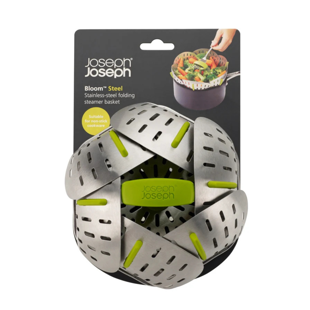 Panier vapeur pliable en acier inoxydable Bloom™ 16 cm – Joseph Joseph