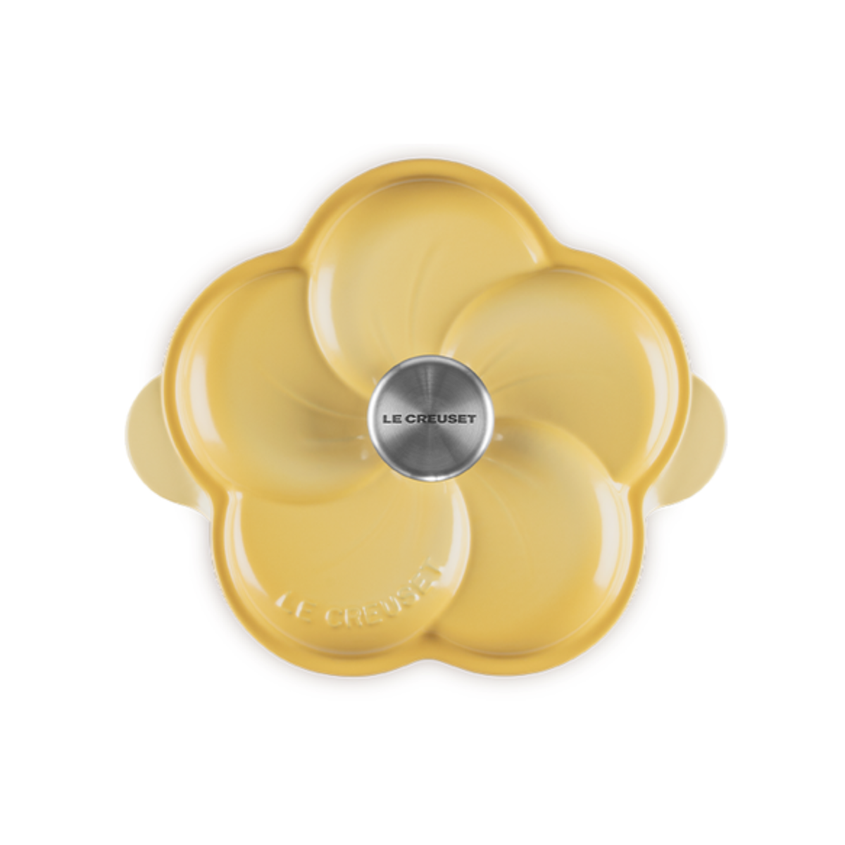 cocotte en fonte émaillée vue de dessus design fleur