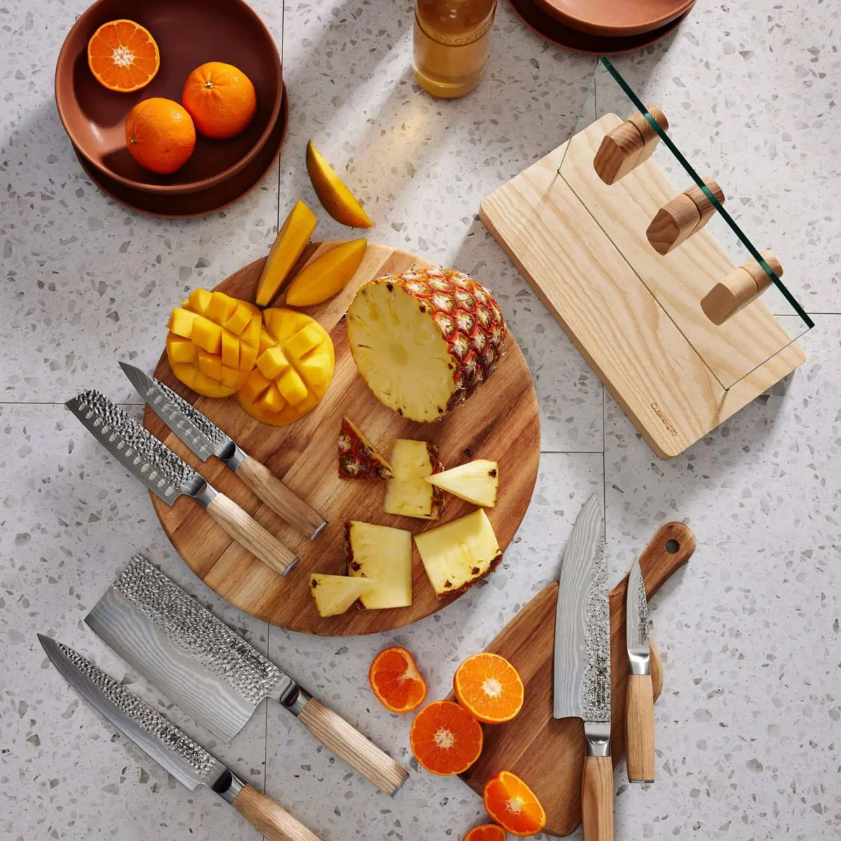 Bloc de couteaux Hikari Damashiro EMPEROR® en frêne 7 pièces - Cuisine::pro® Cuisine::pro®