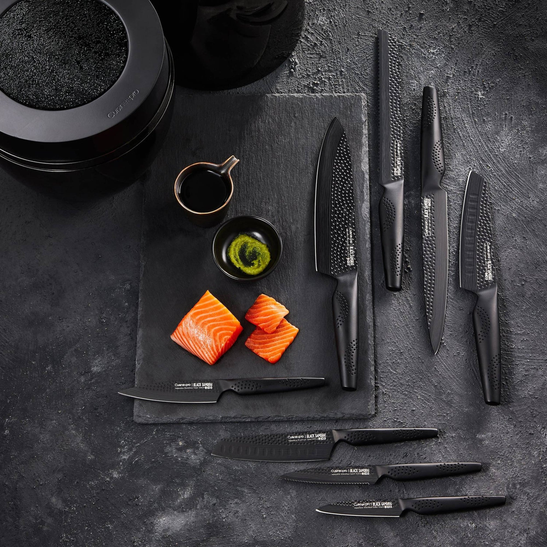 ensemble couteaux iD3 BLACK SAMURAI™ EGG en présentation