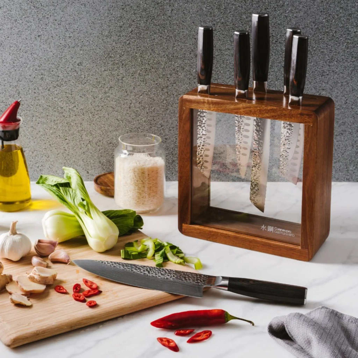 Bloc de couteaux Mokuzai Damashiro EMPEROR® 7 pièces – Cuisine::pro Cuisine::pro®