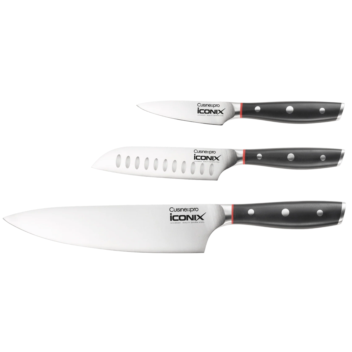 ensemble de couteaux iconiX™ 3 pièces vue complète