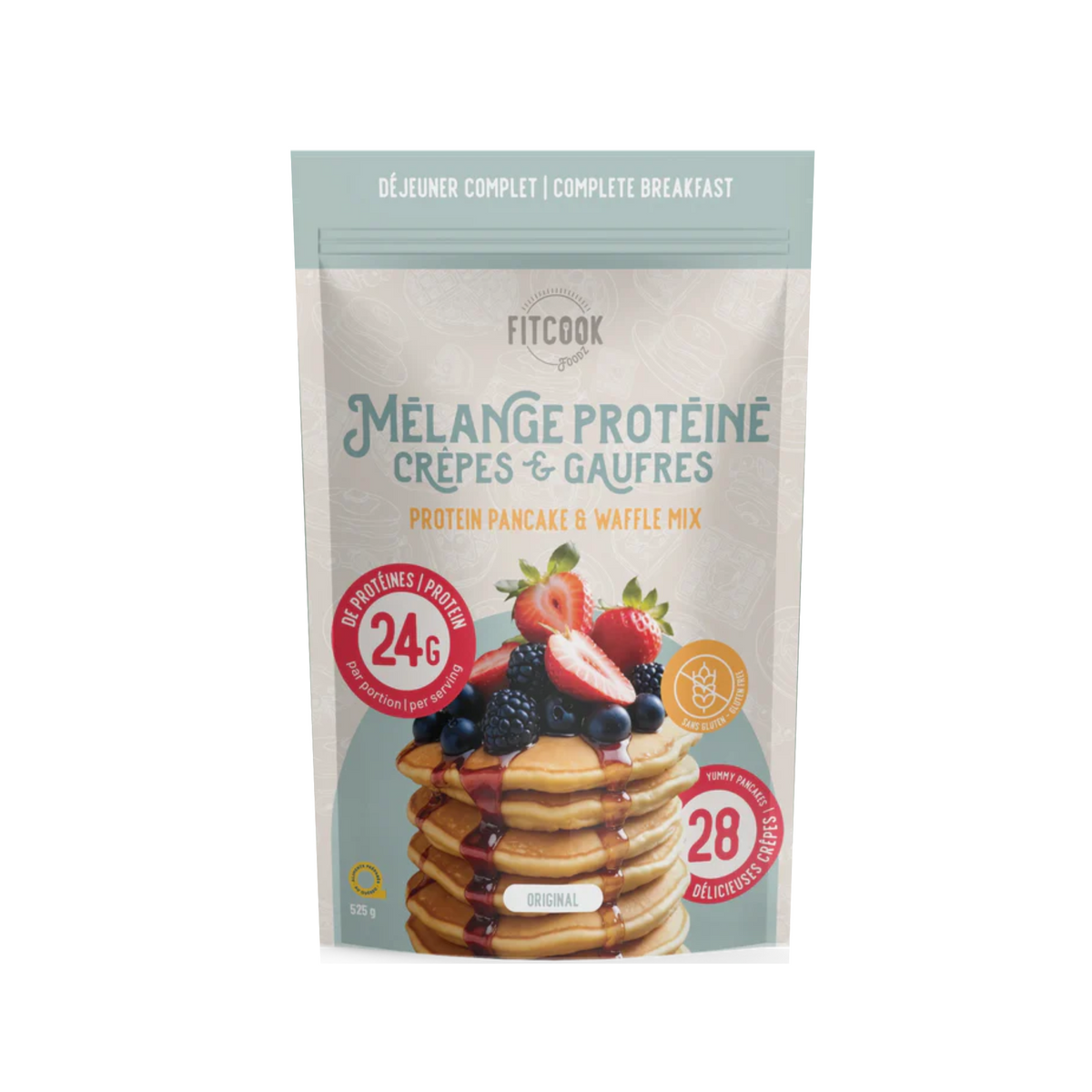 Mélange protéiné original pour crêpes et gaufres 525 g - Le Fit Cook Le Fit Cook