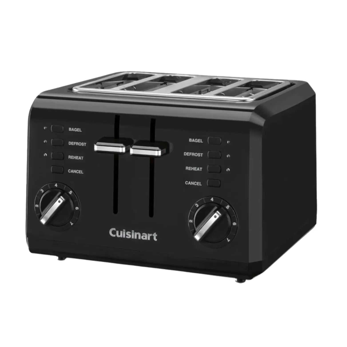 Grille-pain compact noir Cuisinart à 4 tranches avec larges fentes et commandes personnalisées