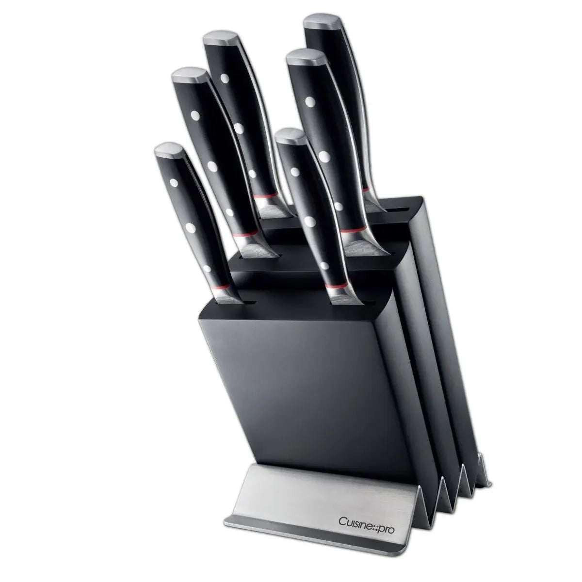 Bloc à couteaux Cuisine::pro® iconiX™ Straub 7 pièces en acier inoxydable allemand avec bloc élégant