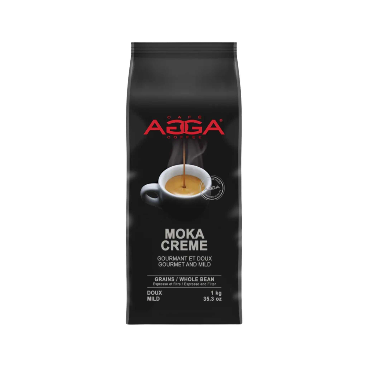 Café en grains Moka Crème 1 kg avec arômes de chocolat, caramel et notes florales