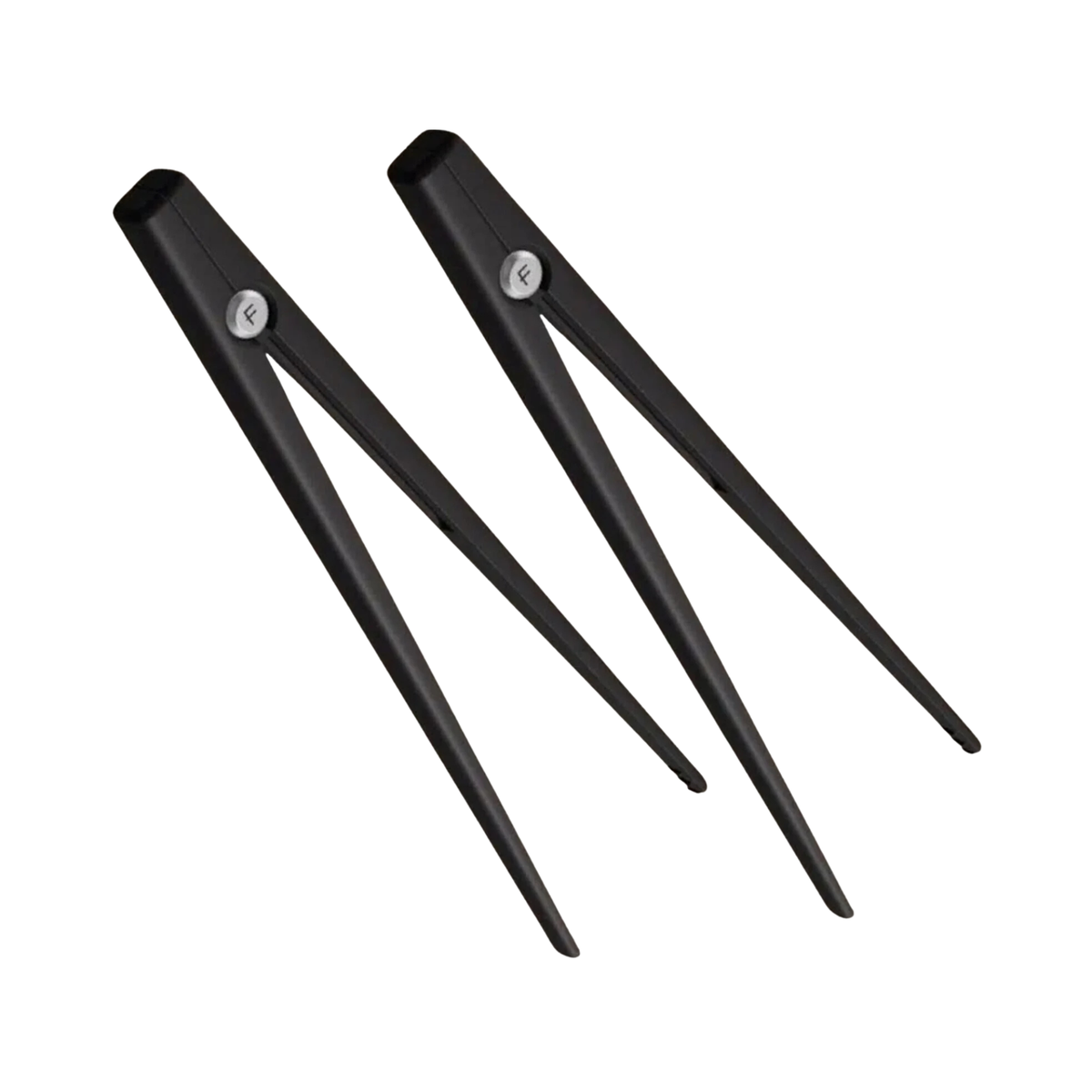 Ensemble de 2 pinces de service noires en plastique et acier inoxydable pour fondue élégante