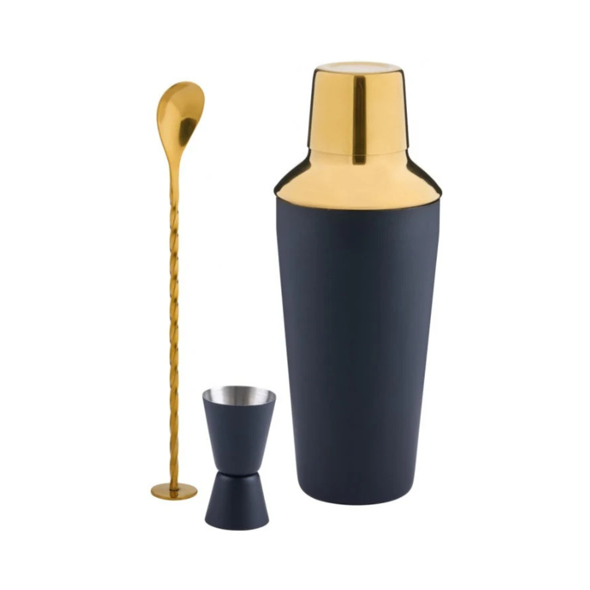 Ensemble à cocktail en acier inoxydable noir et or 3 pièces - Trudeau