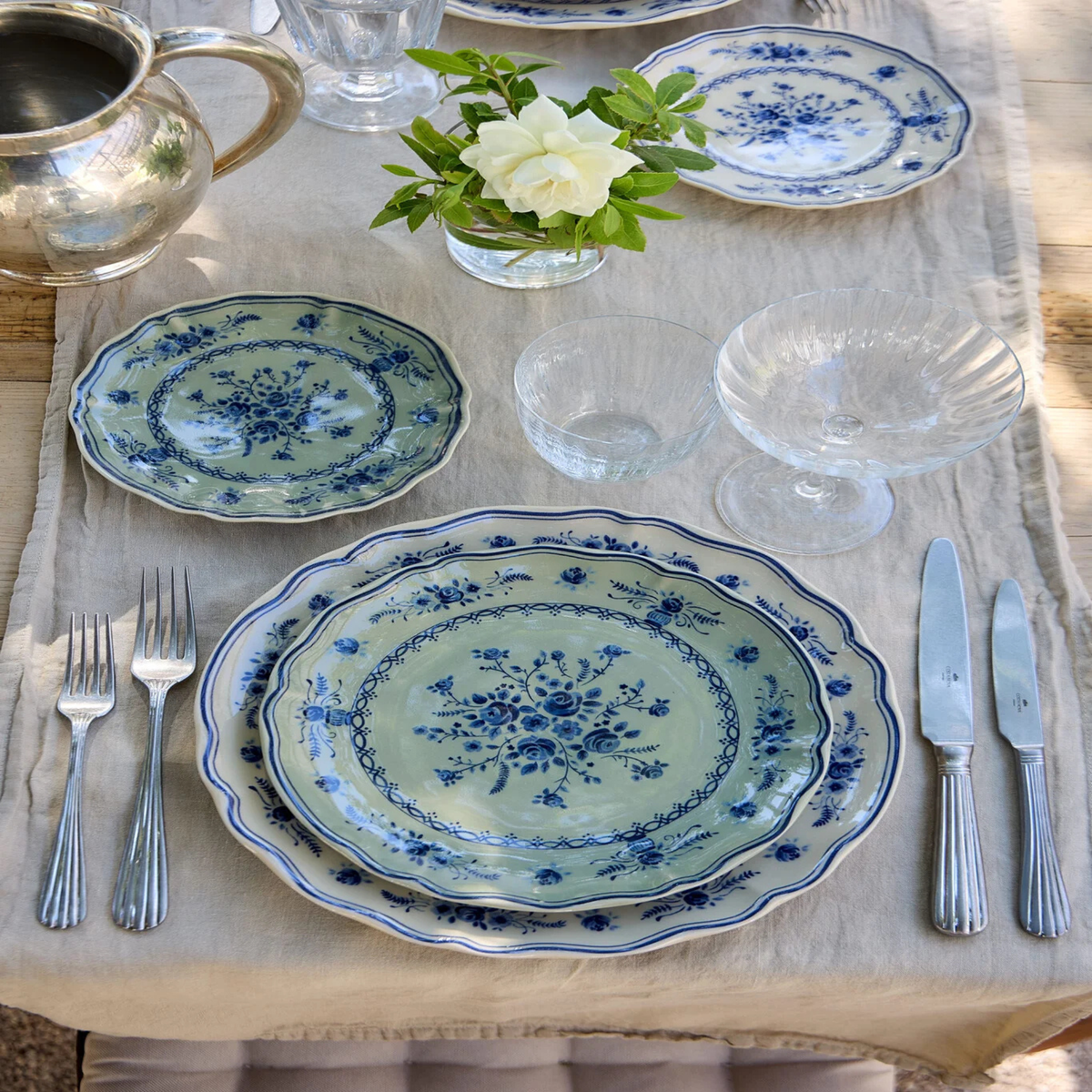 Assiette à dîner Vila olive et bleue 27 cm