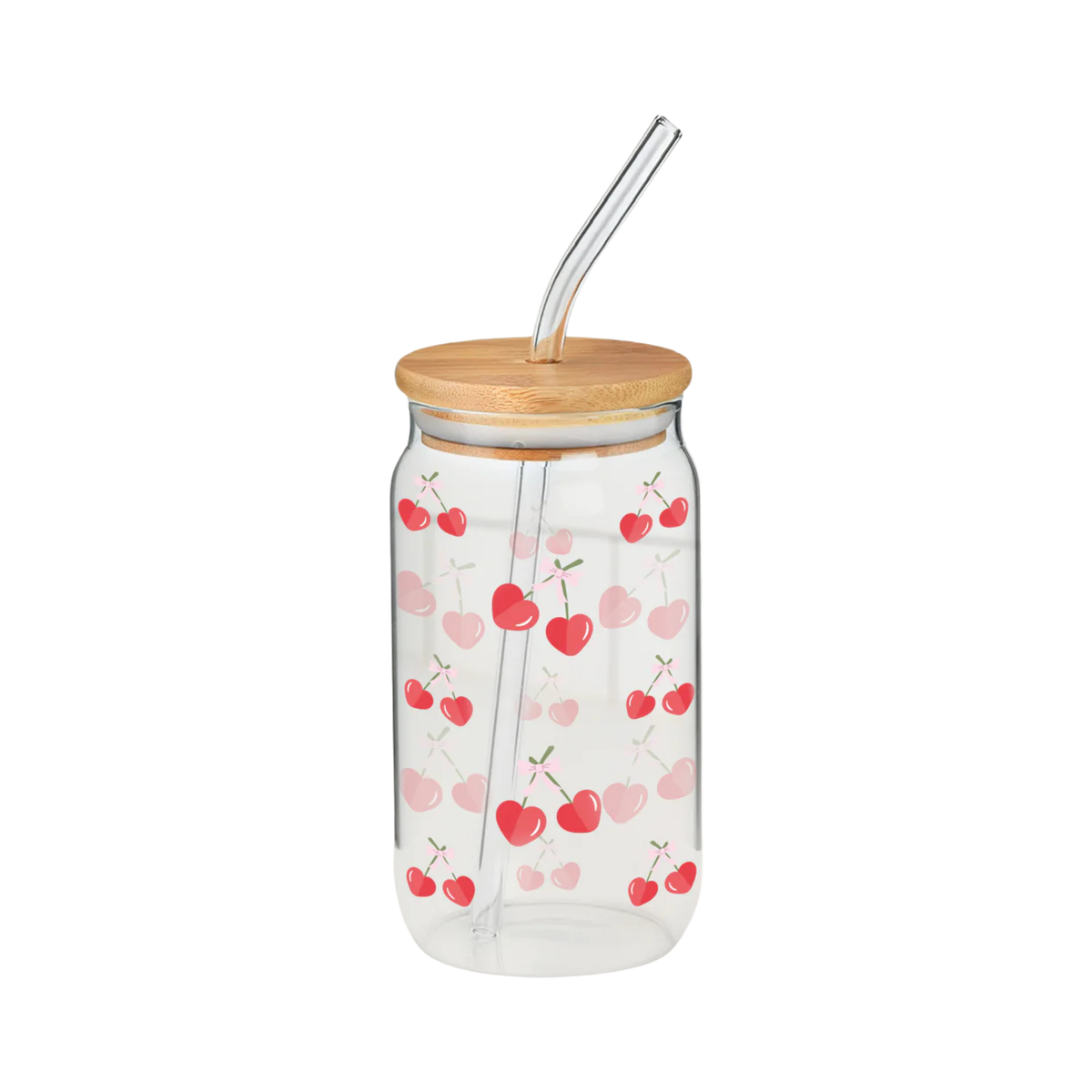 Verre avec paille motifs de cerises en coeurs 590 ml - Ko&Co