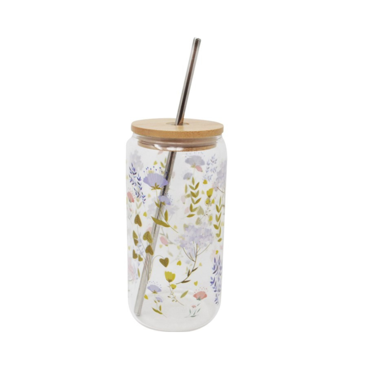 Verre avec couvercle et paille Fleurettes 500 ml
