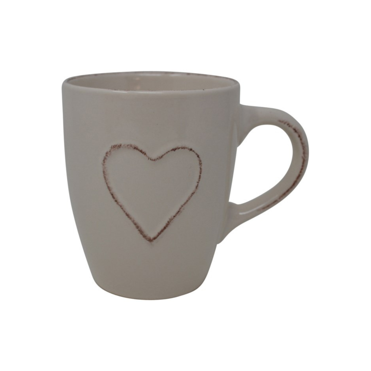 Tasse en grès Cœur crème 330 ml