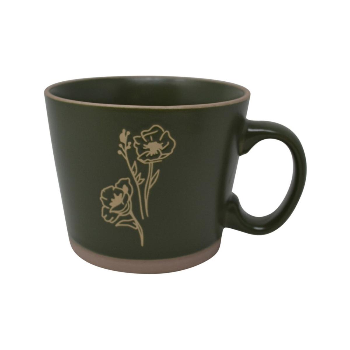 Tasse en grès Fleur verte 550 ml