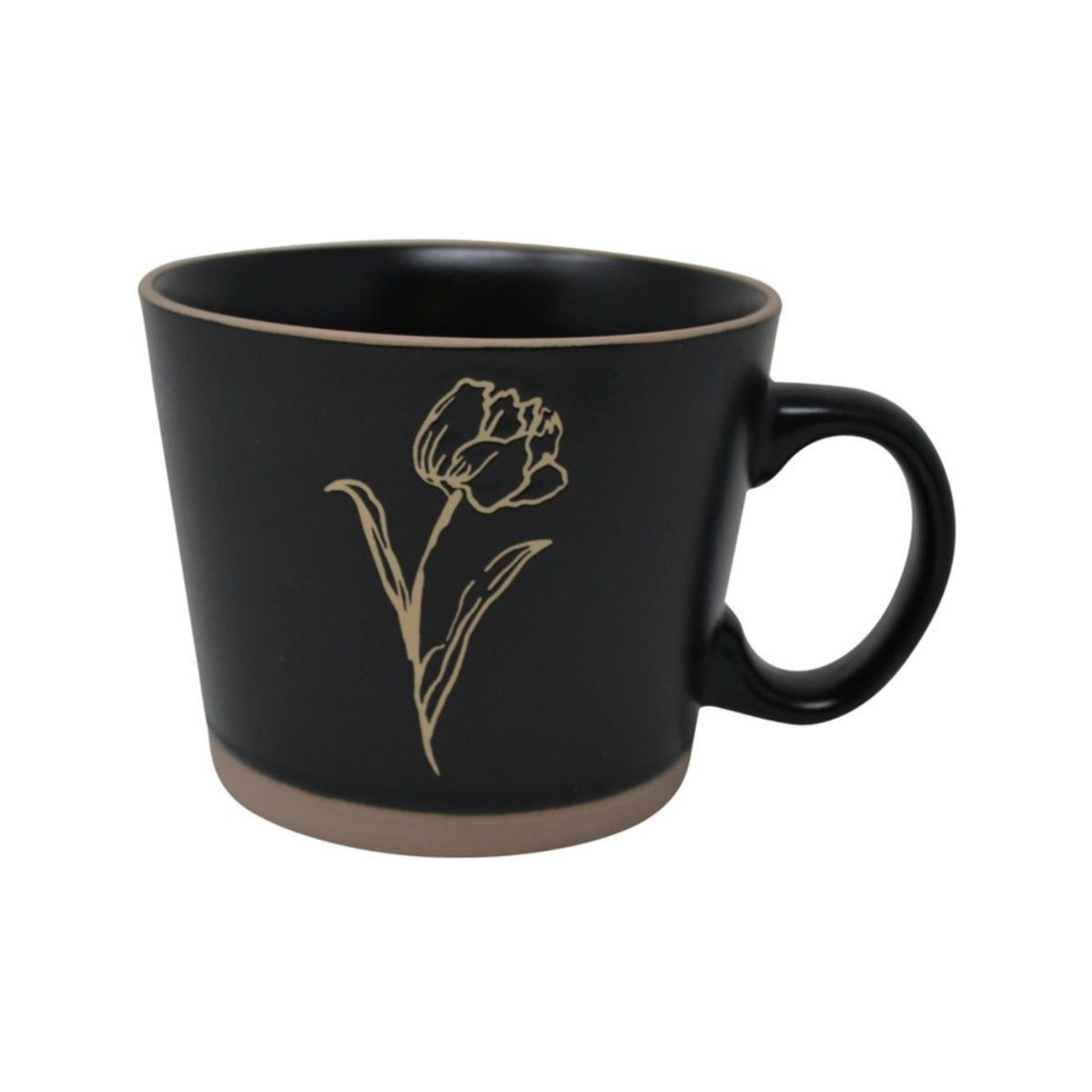 Tasse en grès Fleur noire 550 ml