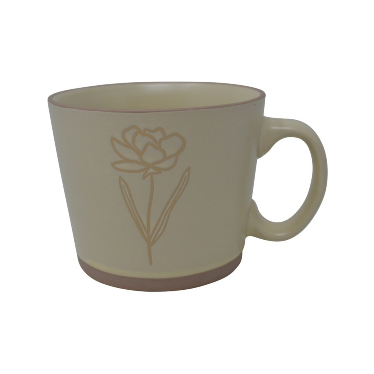 Tasse en grès Fleur crème 550 ml