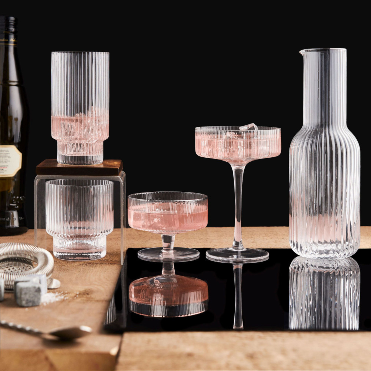Ensemble de 4 verres old-fashioned côtelés 340 ml - Brilliant