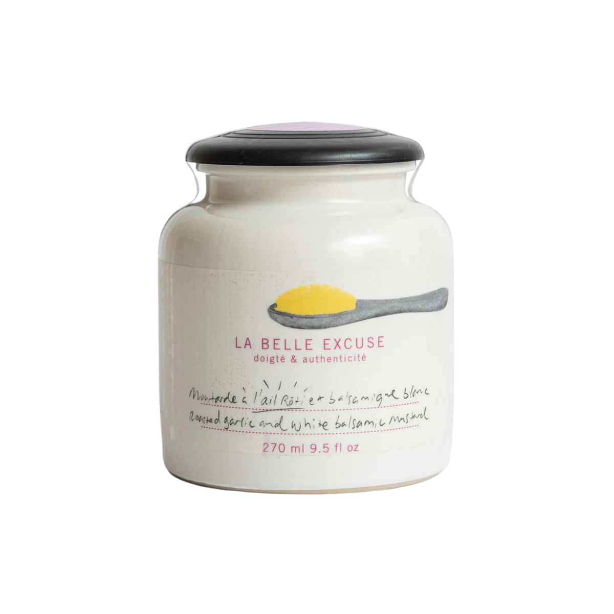 Moutarde à l'huile d'olive, ail rôti et balsamique blanc 270 ml - La Belle Excuse