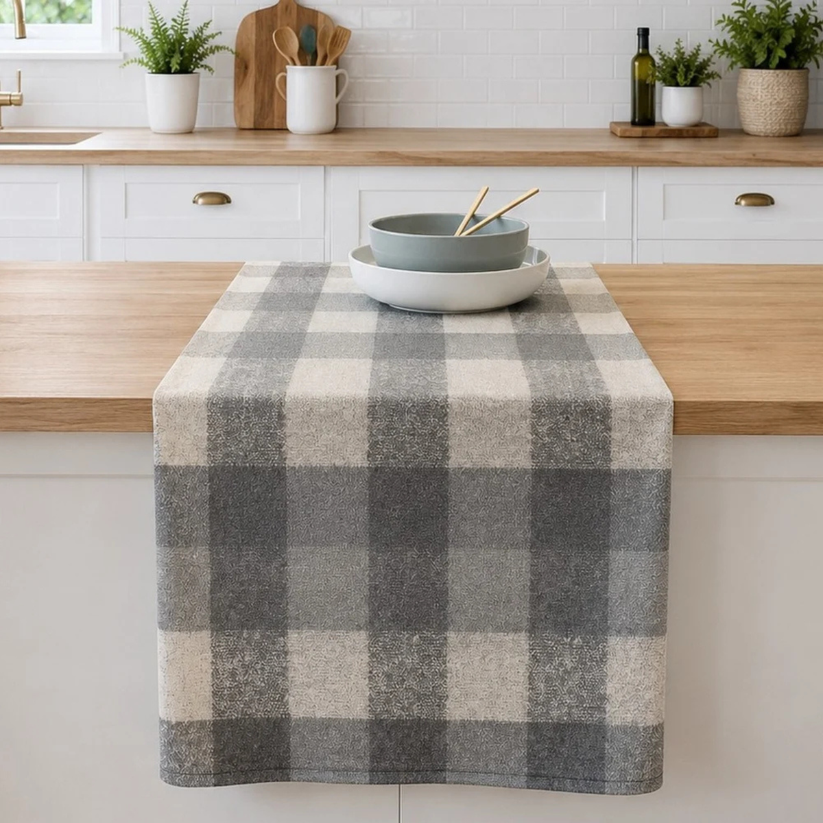 Nappe à carreaux gris Matheson 54 x 72 po - Brunelli