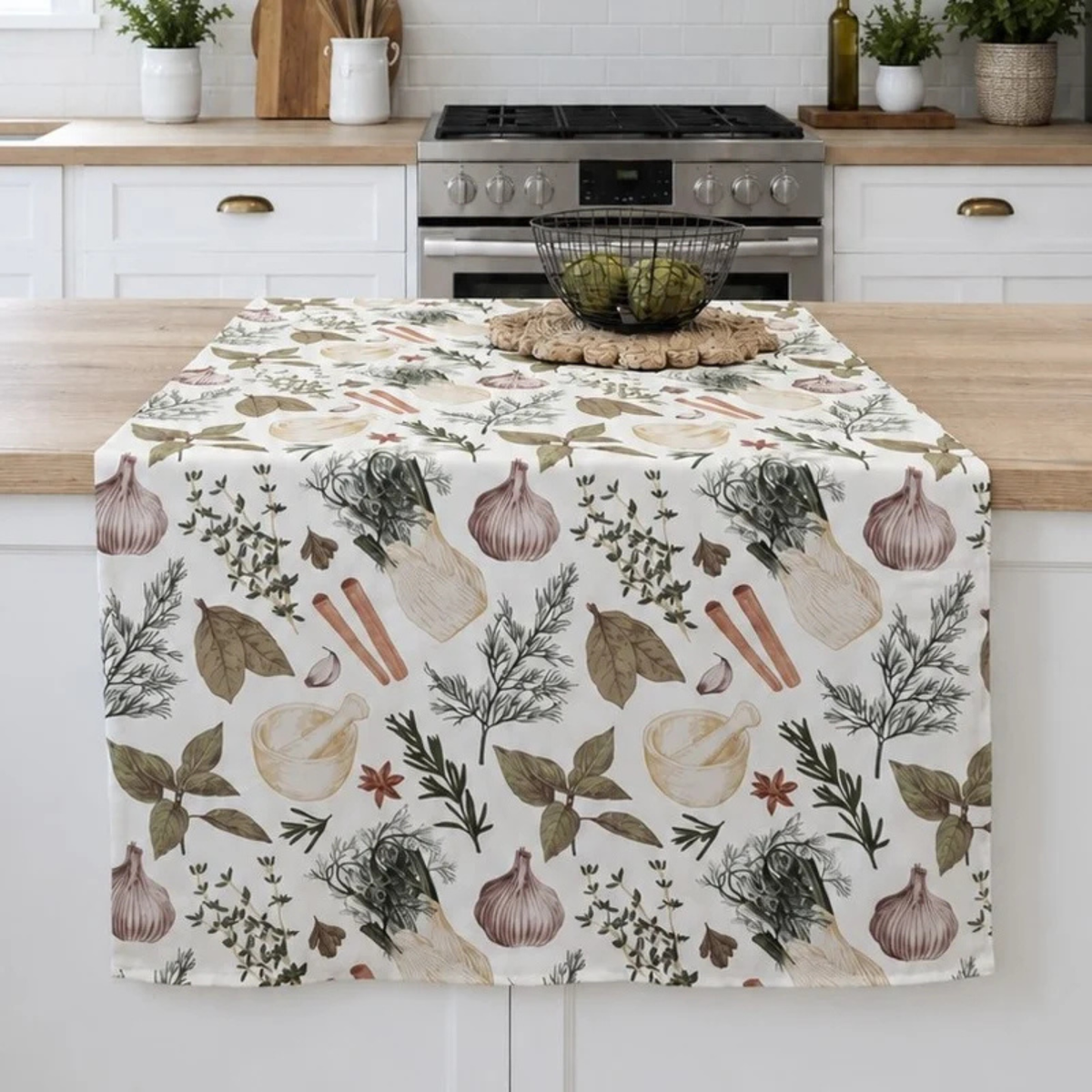 Nappe à motif fines herbes Basil 54 x 72 po - Brunelli