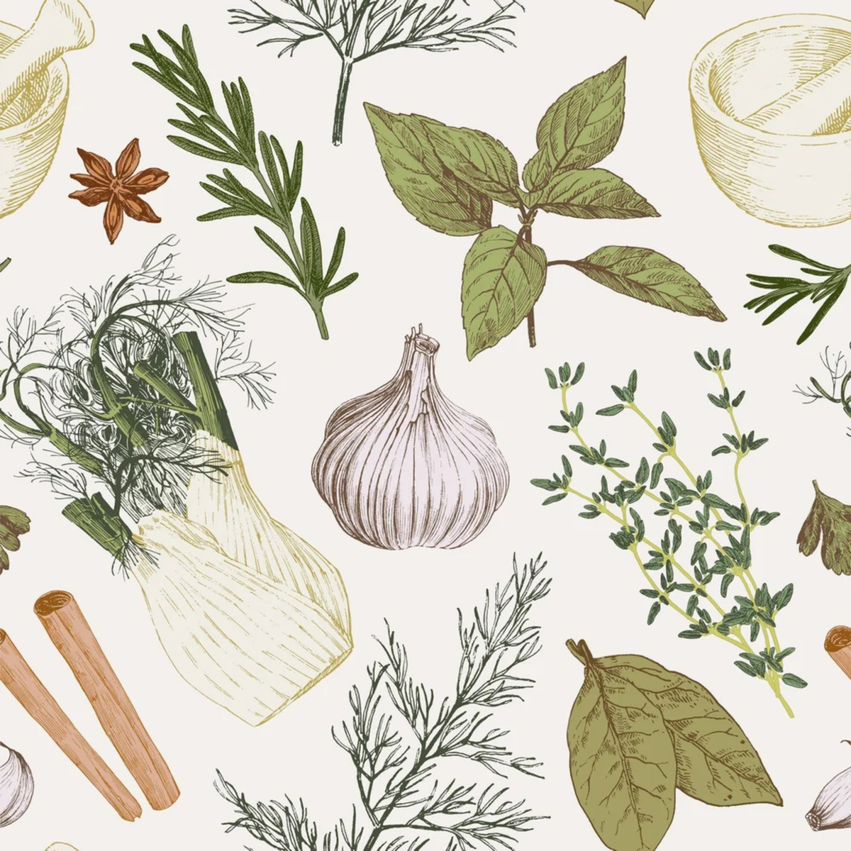 Nappe à motif fines herbes Basil 54 x 72 po - Brunelli