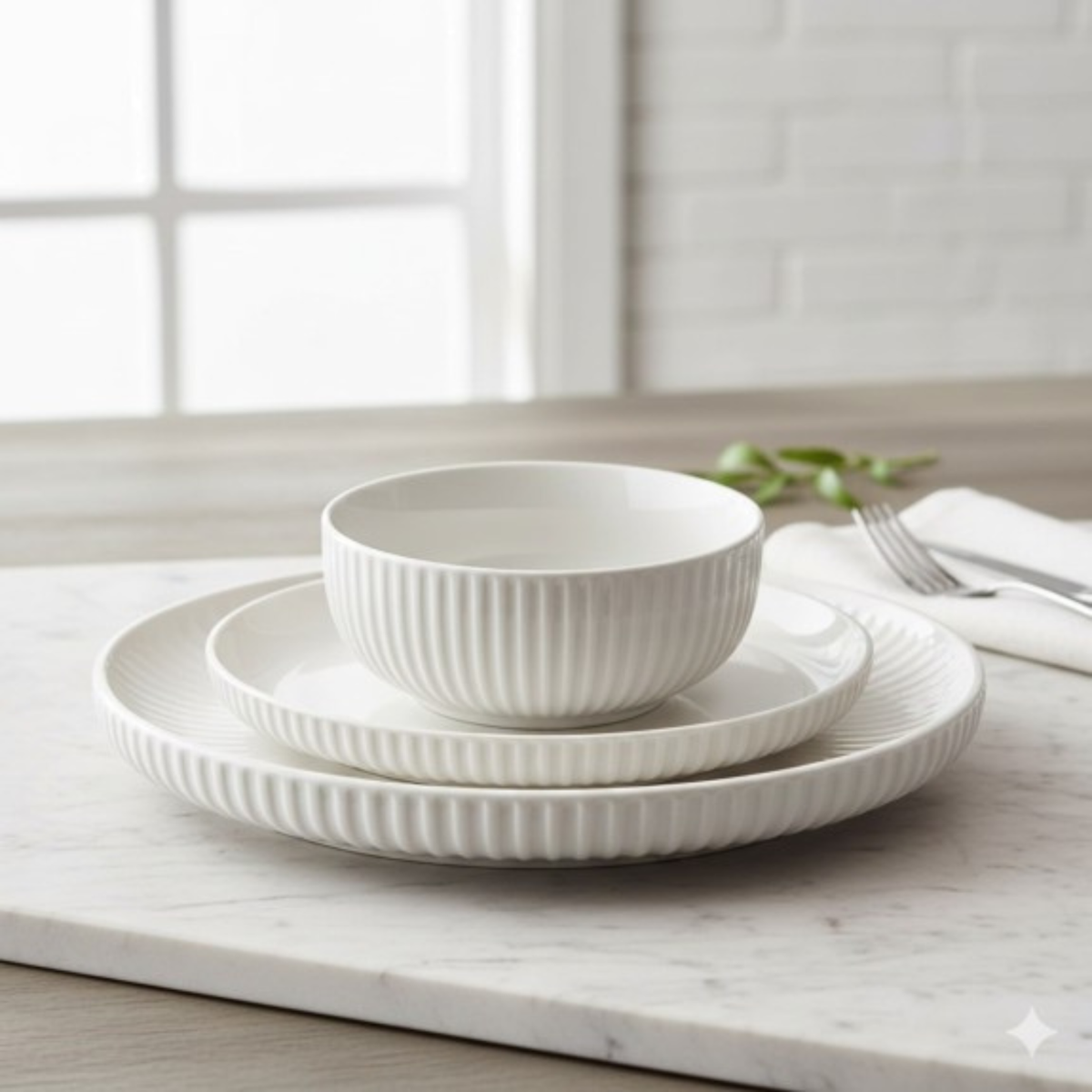 Ensemble de vaisselle en porcelaine Lilian 12 pièces - Brilliant