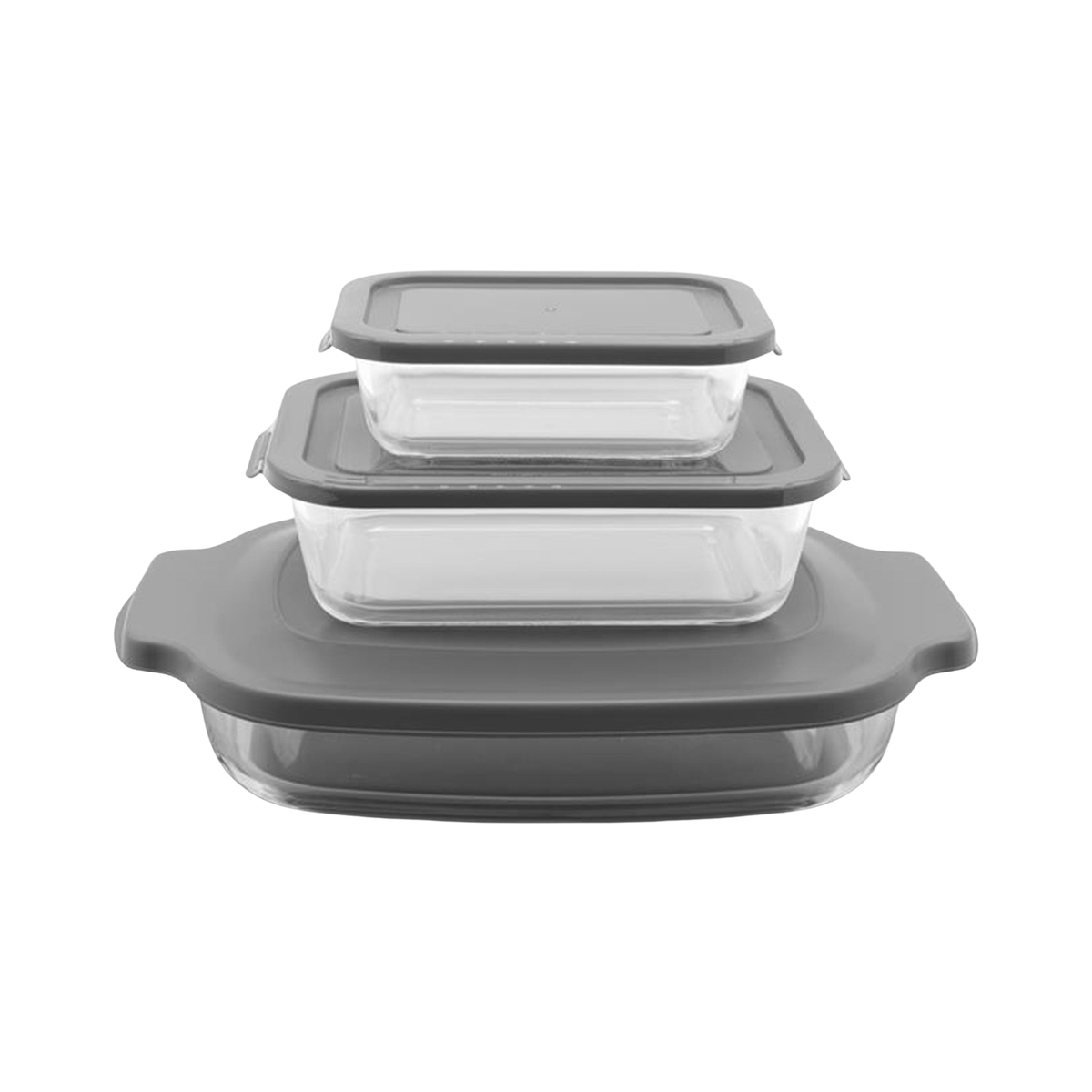 Ensemble de 3 plats en verre avec couvercles - Starfrit