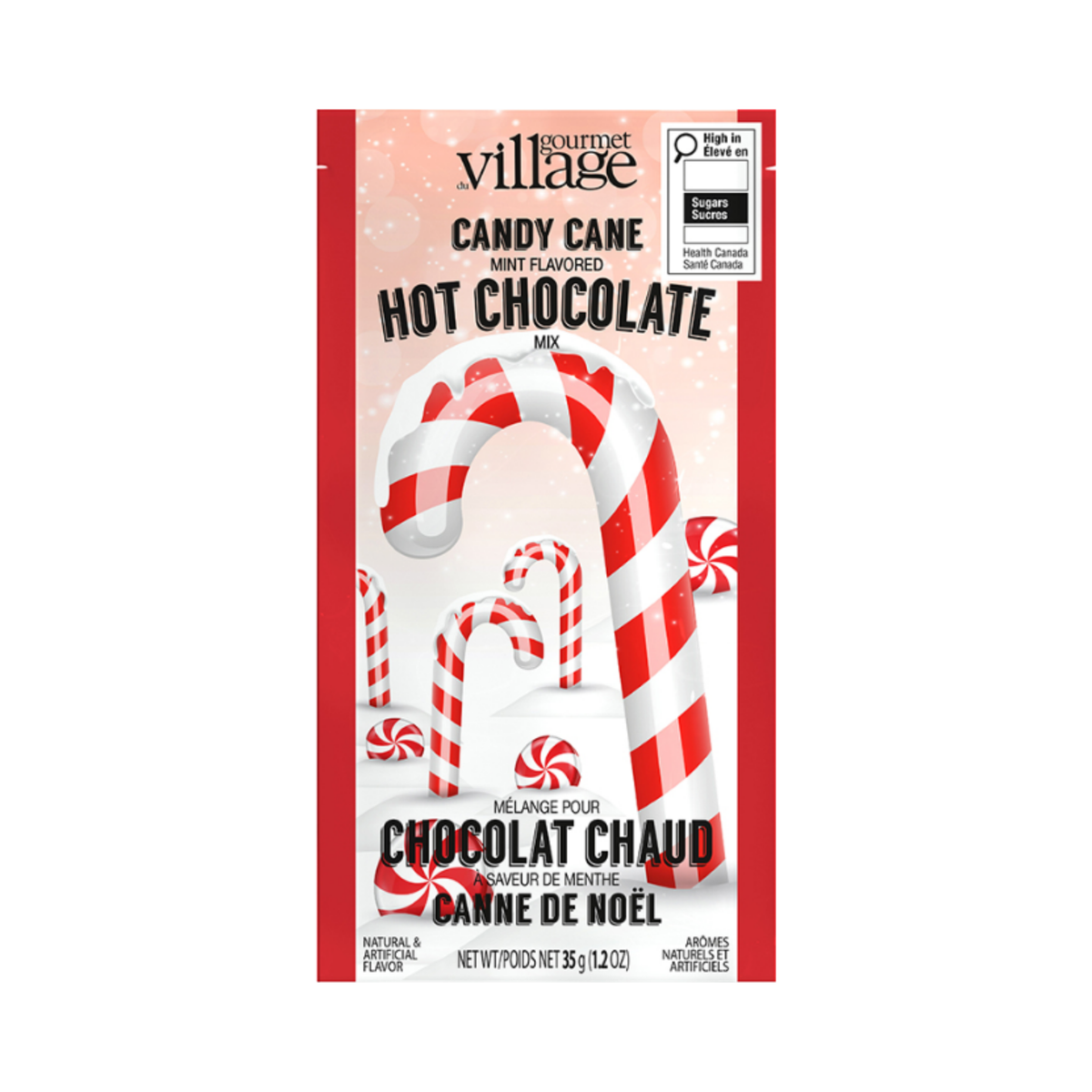 Chocolat chaud à la menthe Canne de Noël 35 g - Gourmet du Village