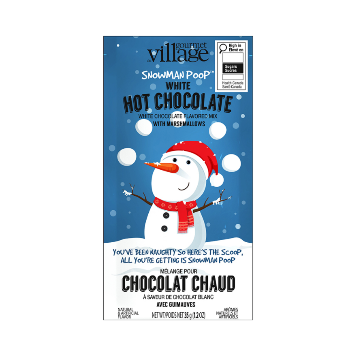 Chocolat chaud blanc Bonhomme de neige 35 g - Gourmet du Village
