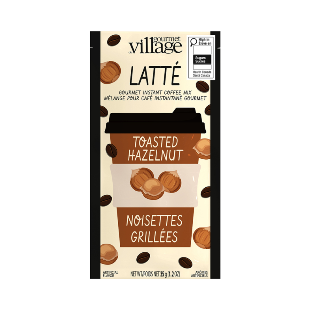Café instantané Latte aux noisettes grillées 35 g - Gourmet du Village