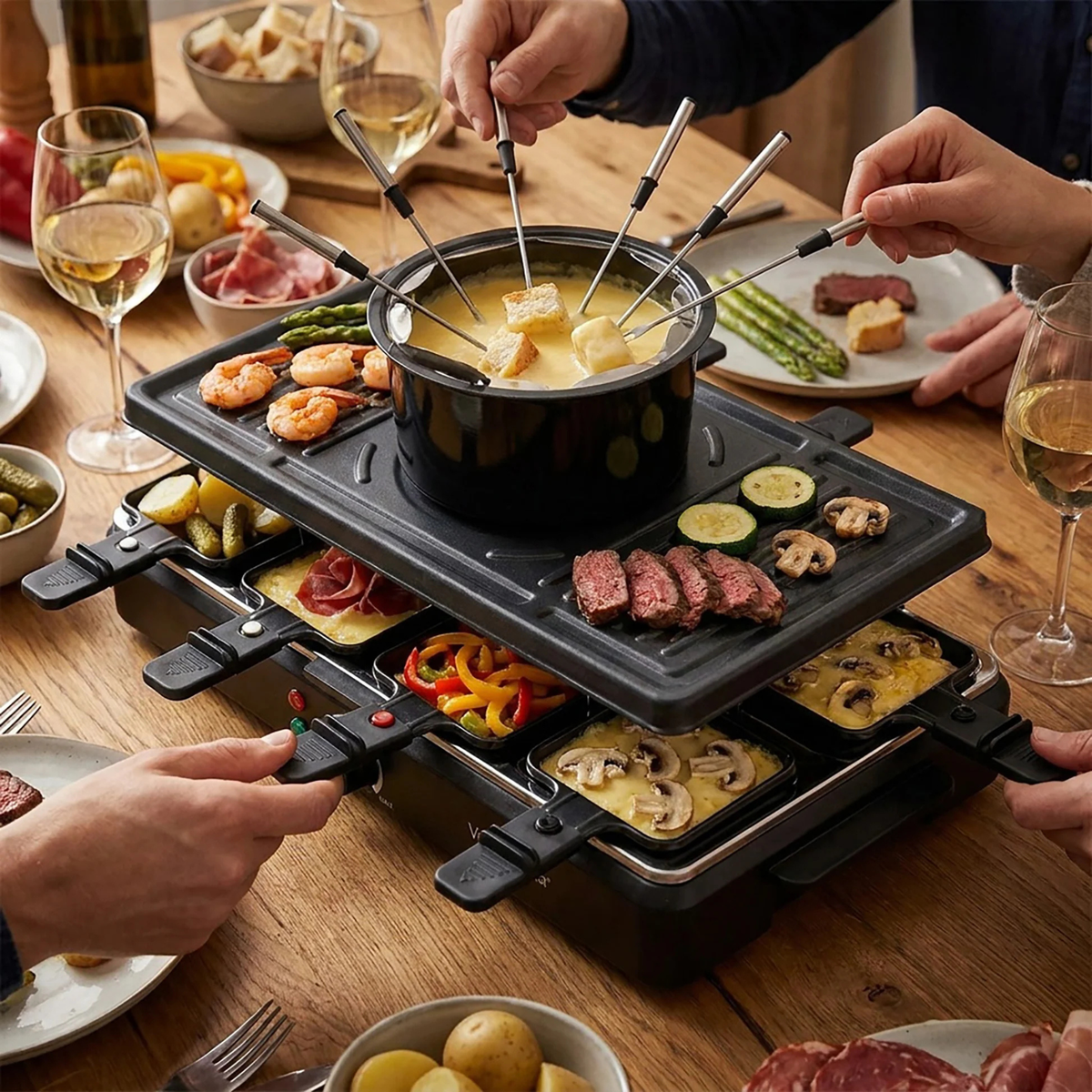 Ensemble raclette et fondue électrique tout-en-un - Jessar