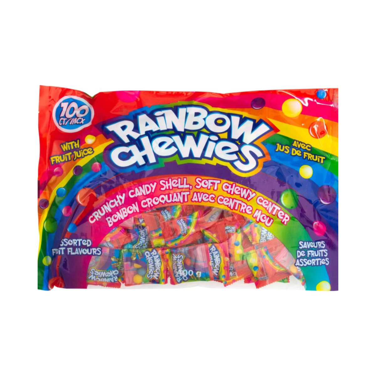 Bonbons croquants avec centre mou Arc-en-ciel 400 g - Regal Confection