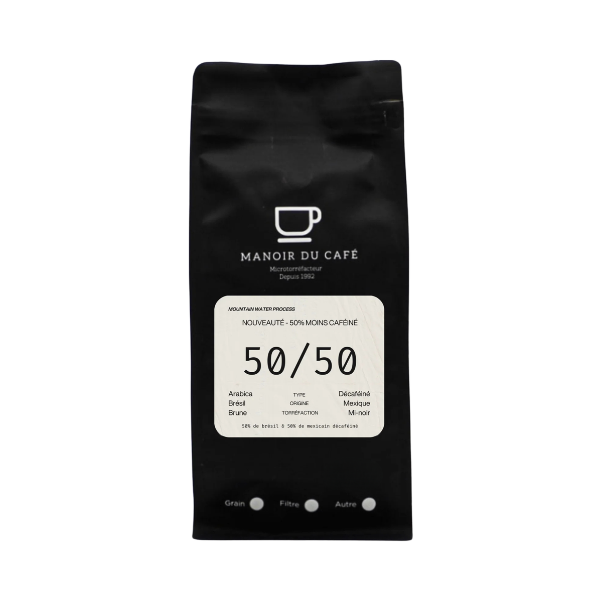 Café en grains 50/50 1 kg - Manoir du Café