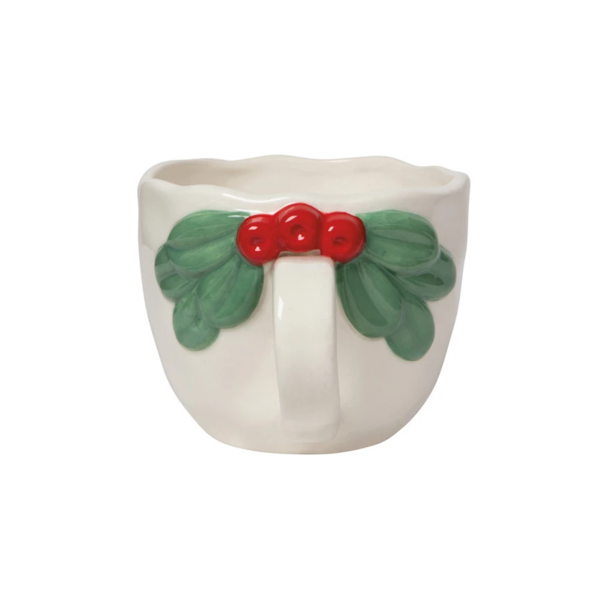 Tasse sculptée en grès blanche Gui de Noël 384 ml - Danica