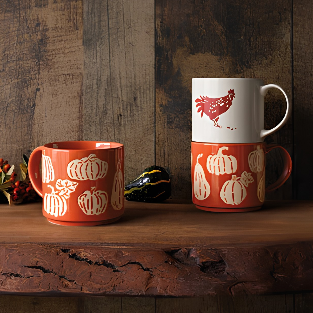 Tasse empilable en grès Courges d'automne 473 ml - Danica