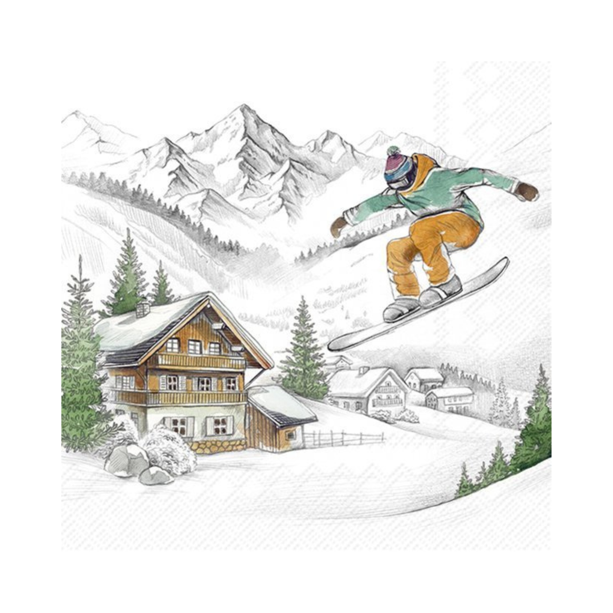 Ensemble de 20 serviettes en papier Vacances au ski
