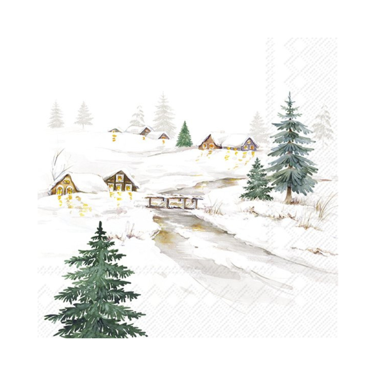Ensemble de 20 serviettes en papier Paysage enneigé