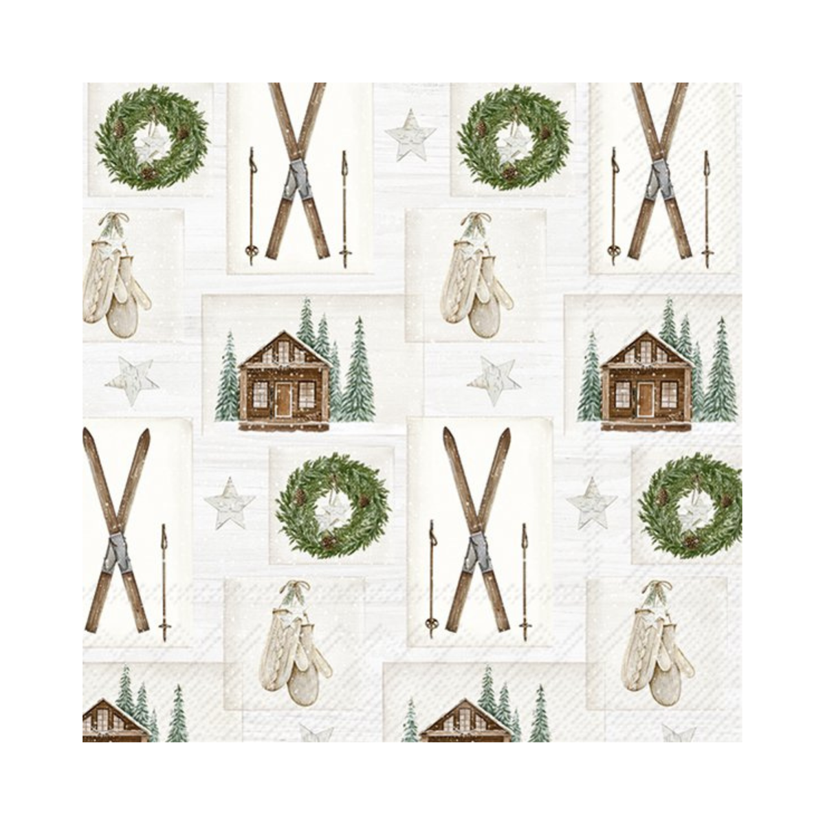 Ensemble de 20 serviettes en papier Collage d'hiver nordique