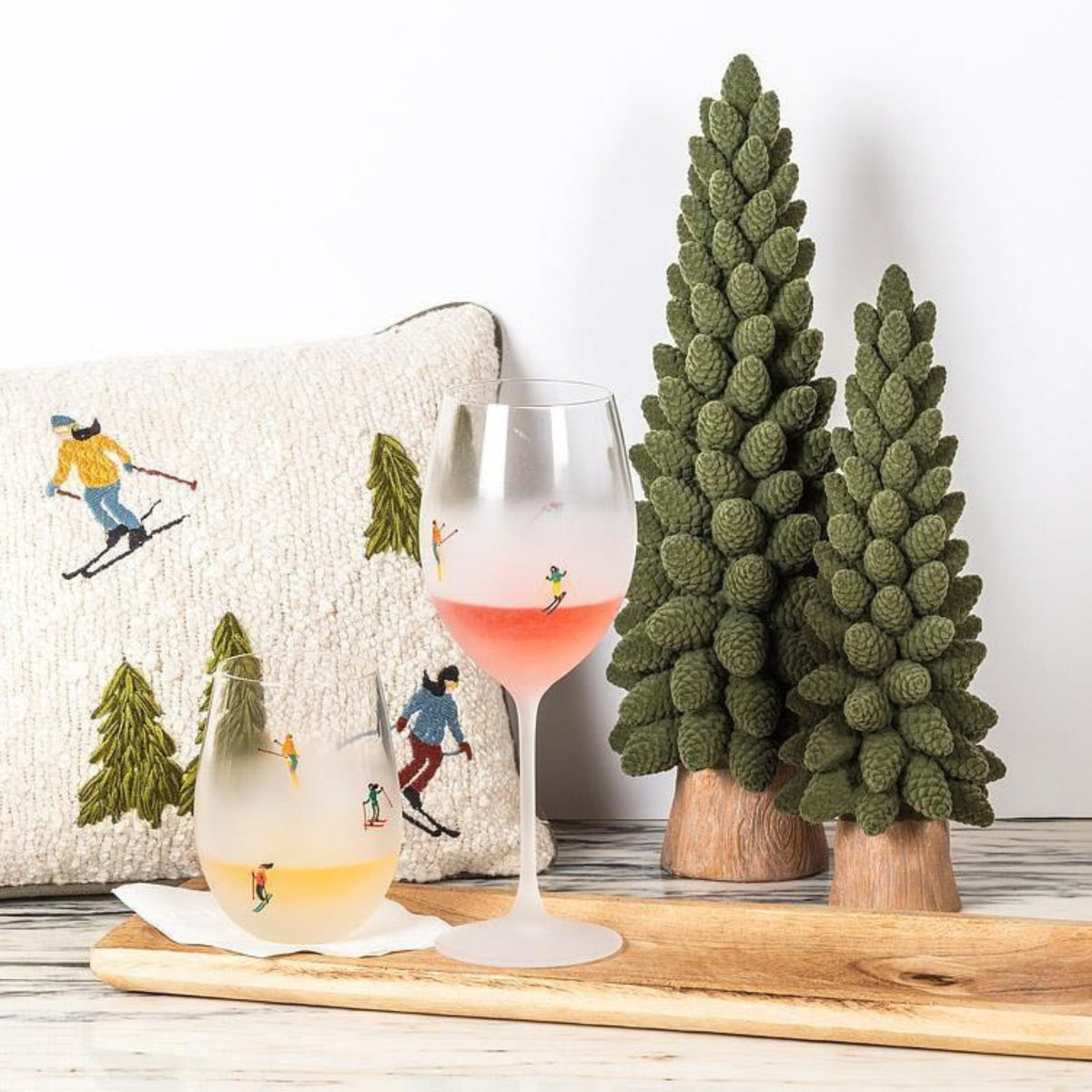 Frosted wine glass with skiers 530 ml - Abbott