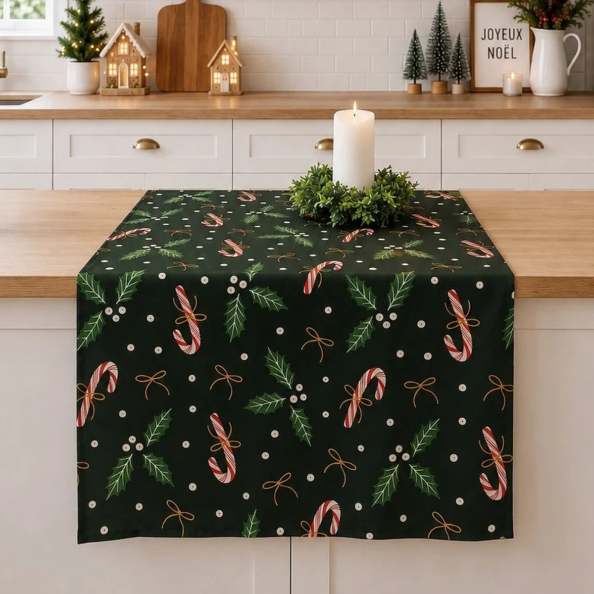 Nappe à motif de cannes de bonbon 60 x 108 po - Brunelli