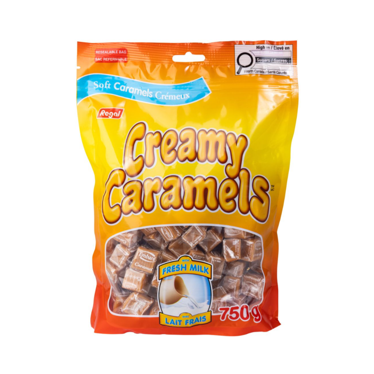 Sac refermable de caramels crémeux 750 g - Regal Confection