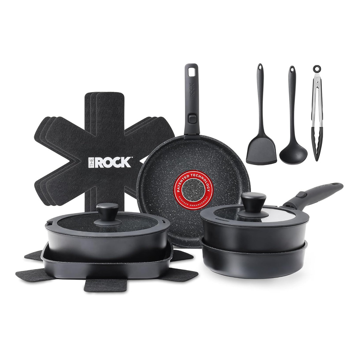 Batterie de cuisine antiadhésive The Rock Smart Space 16 pièces - Starfrit