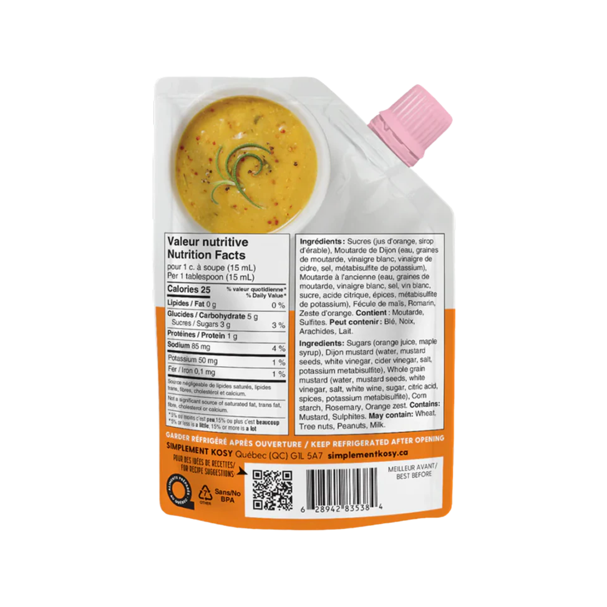 Sauce pour fondue chinoise Orange Dijon 250 ml - Kosy Kosy
