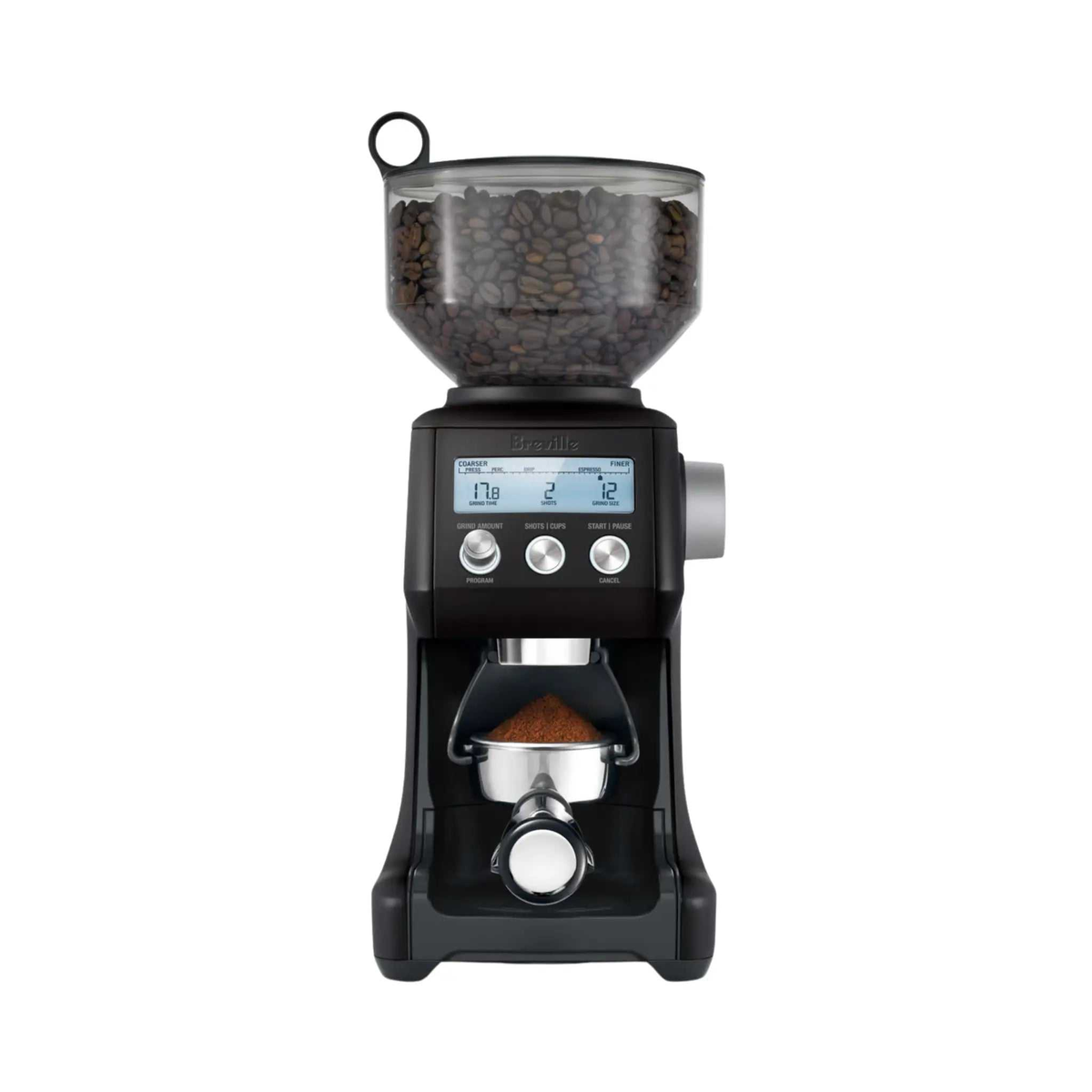 Moulin à café Smart Grinder Pro Truffe Noire Breville avec 60 réglages de mouture et écran LCD