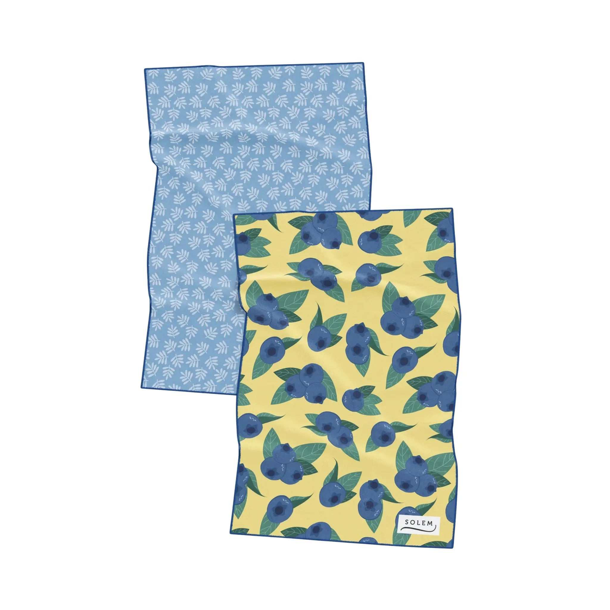 Ensemble de 2 linges à vaisselle en microfibre bleuets Solem absorbants et élégants
