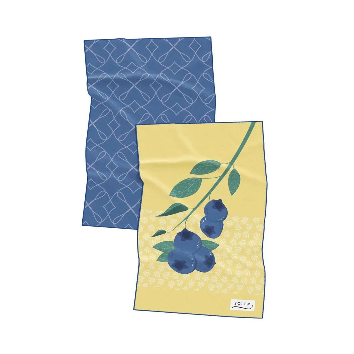 Ensemble de 2 linges à vaisselle microfibre Solem bleuets élégants et absorbants