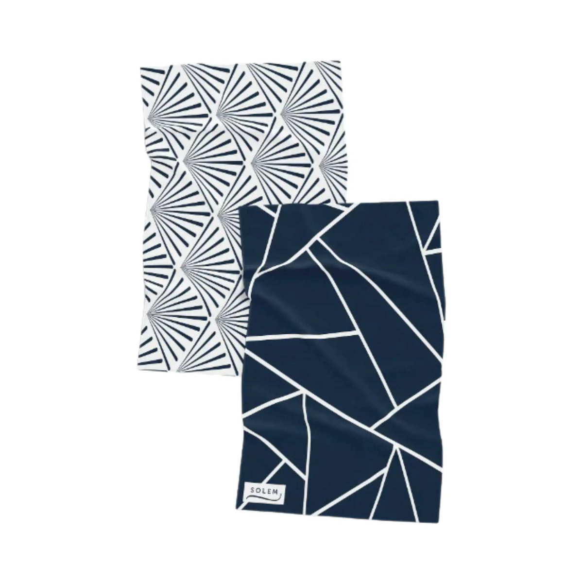 Ensemble de 2 linges à vaisselle en microfibre bleu marine Solem absorbants et rapides à sécher